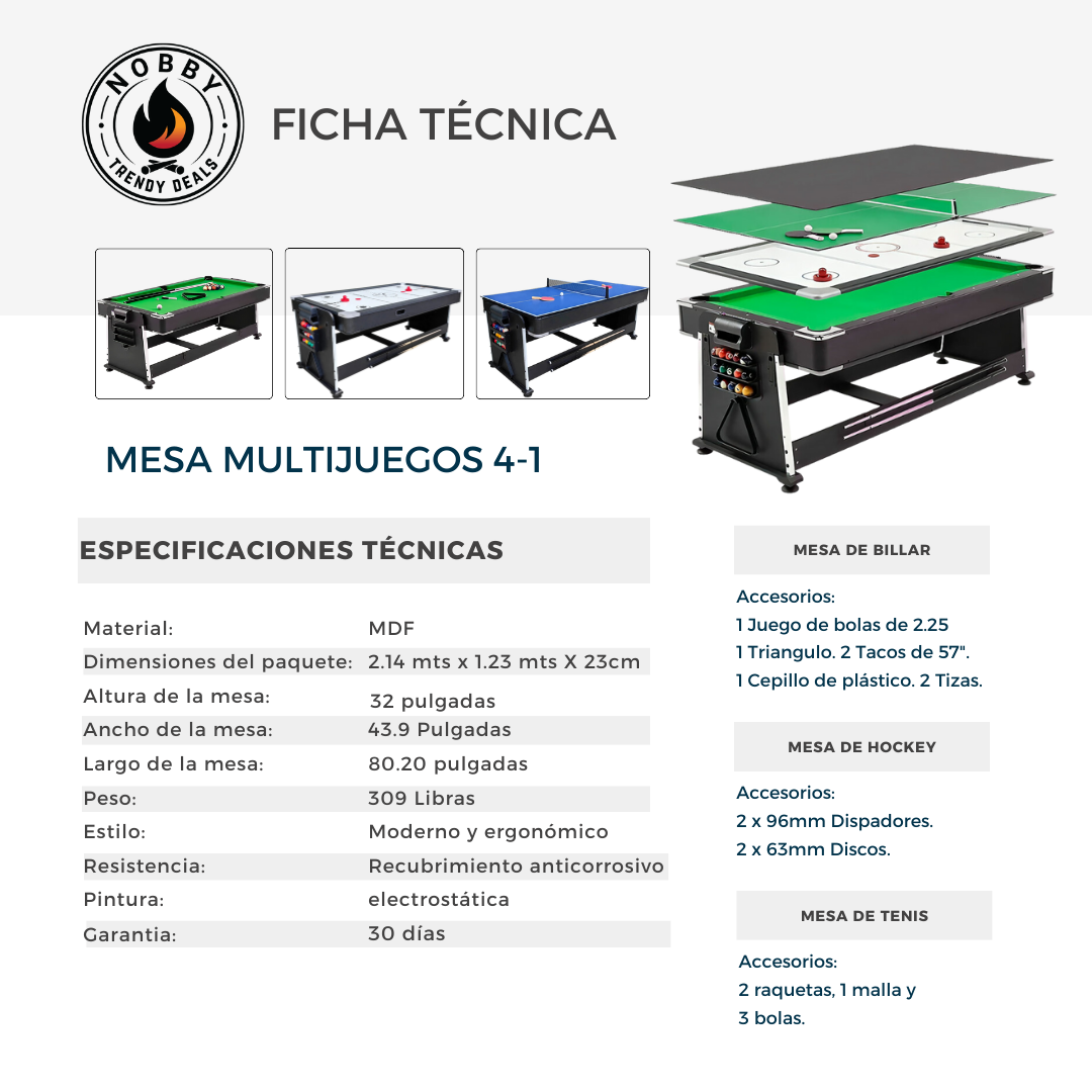 Mesa Multijuegos 4-1